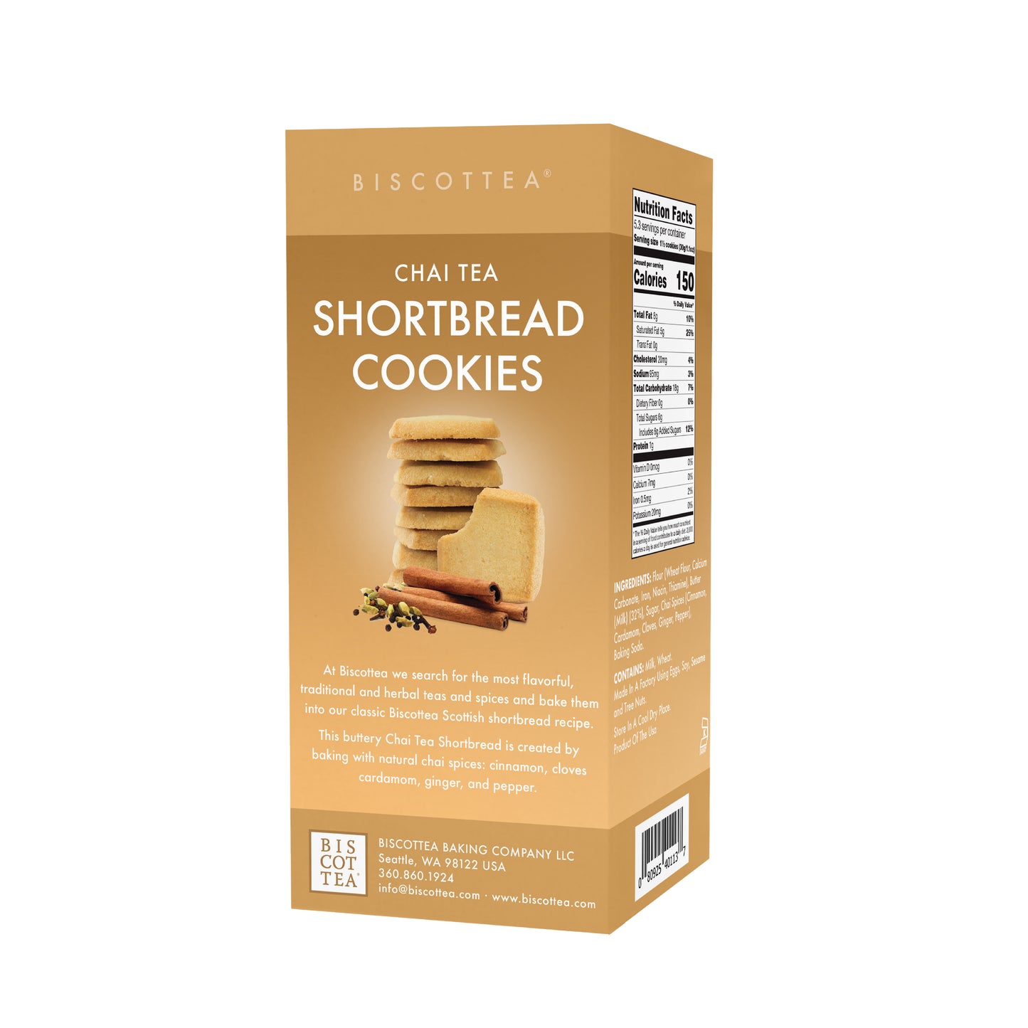 Chai Tea Shortbread Cookies - Retail Box - 6 ct